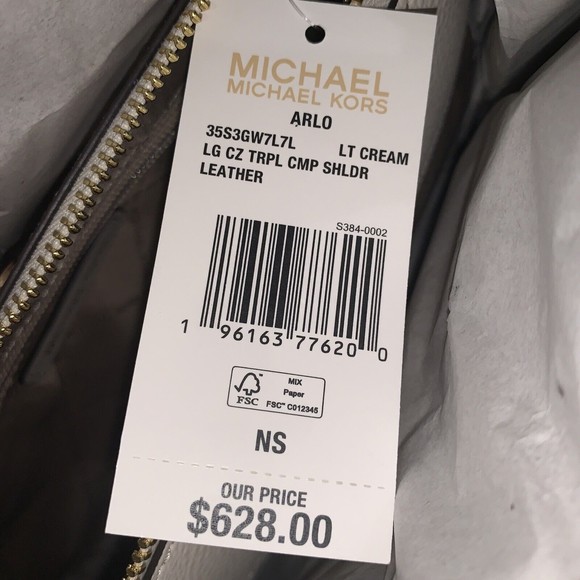 Michael Kors Purse and Wallet set Arlo Light Cream Leather  Shoulder Bag NWT - Picture 10 of 14